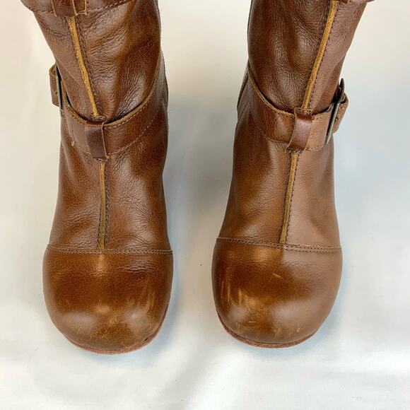 Gee WaWa Trisha Leather buckled Riding Boot Tan Rodeo Women's Size 8 - Picture 4 of 7